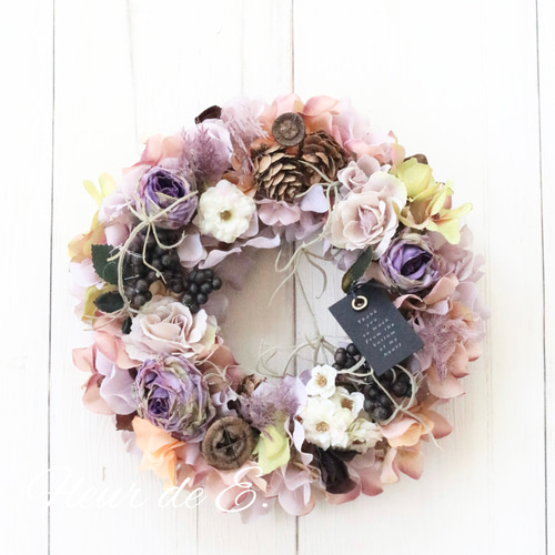 ロココ調アンティークピンクパープルリース35㎝ リース ルル 通販  