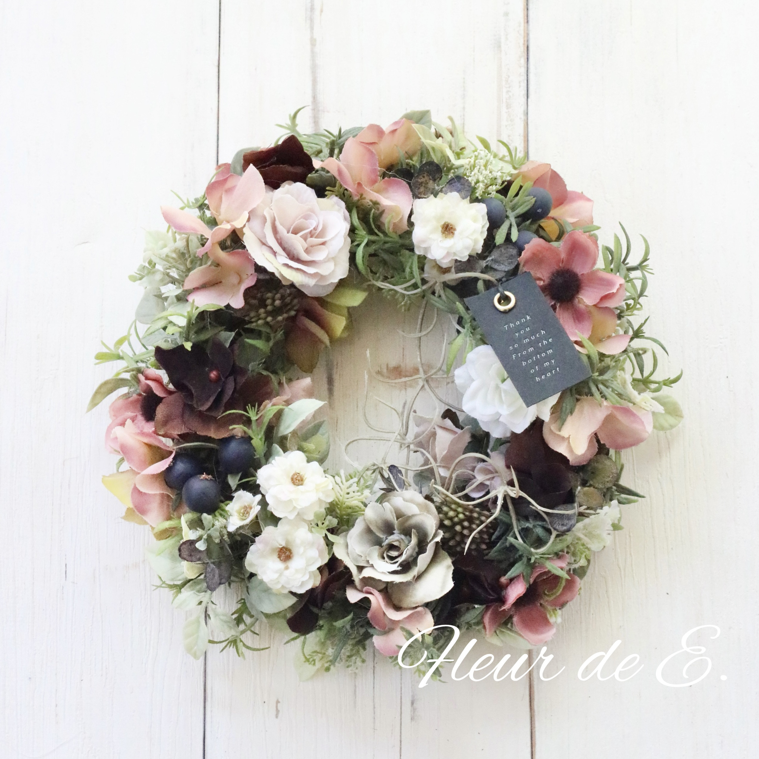 アーティフィシャルフラワー リース 20センチ リース Fleur de E