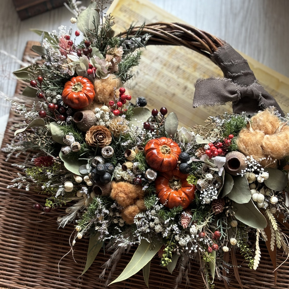 ナンキンハゼとブラウンコットンのナチュラルリース