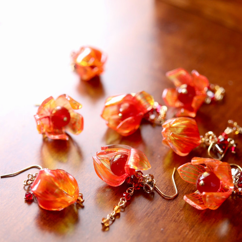 秋＊ほおずき*ピアス／イヤリング （鬼灯、ホオズキ） ピアス（フック