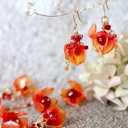 秋のほおずき*ピアス／イヤリング 鬼灯、ホオズキ ピアス