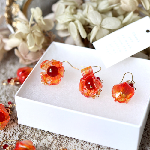 秋＊ほおずき*ピアス／イヤリング （鬼灯、ホオズキ） ピアス（フック