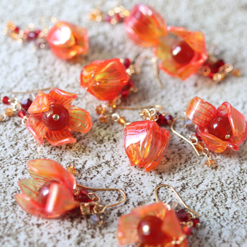 秋＊ほおずき*ピアス／イヤリング （鬼灯、ホオズキ） ピアス（フック