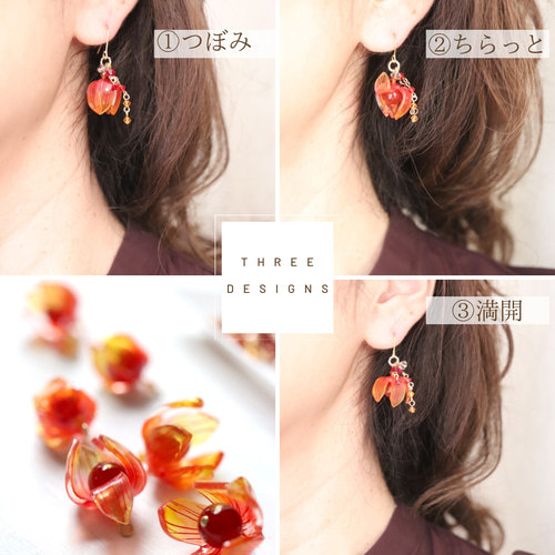 秋＊ほおずき*ピアス／イヤリング （鬼灯、ホオズキ） ピアス（フック