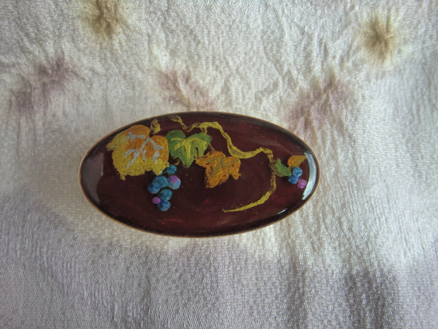 野ぶどう＊手描きレジンの帯留め