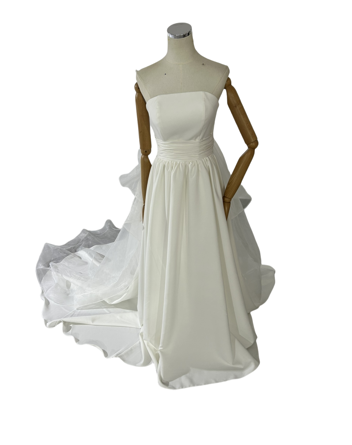 ウェディングドレス 華やかなトレーン ベアトップ 抜群のおしゃれ見え 結婚式 韓国風ドレス