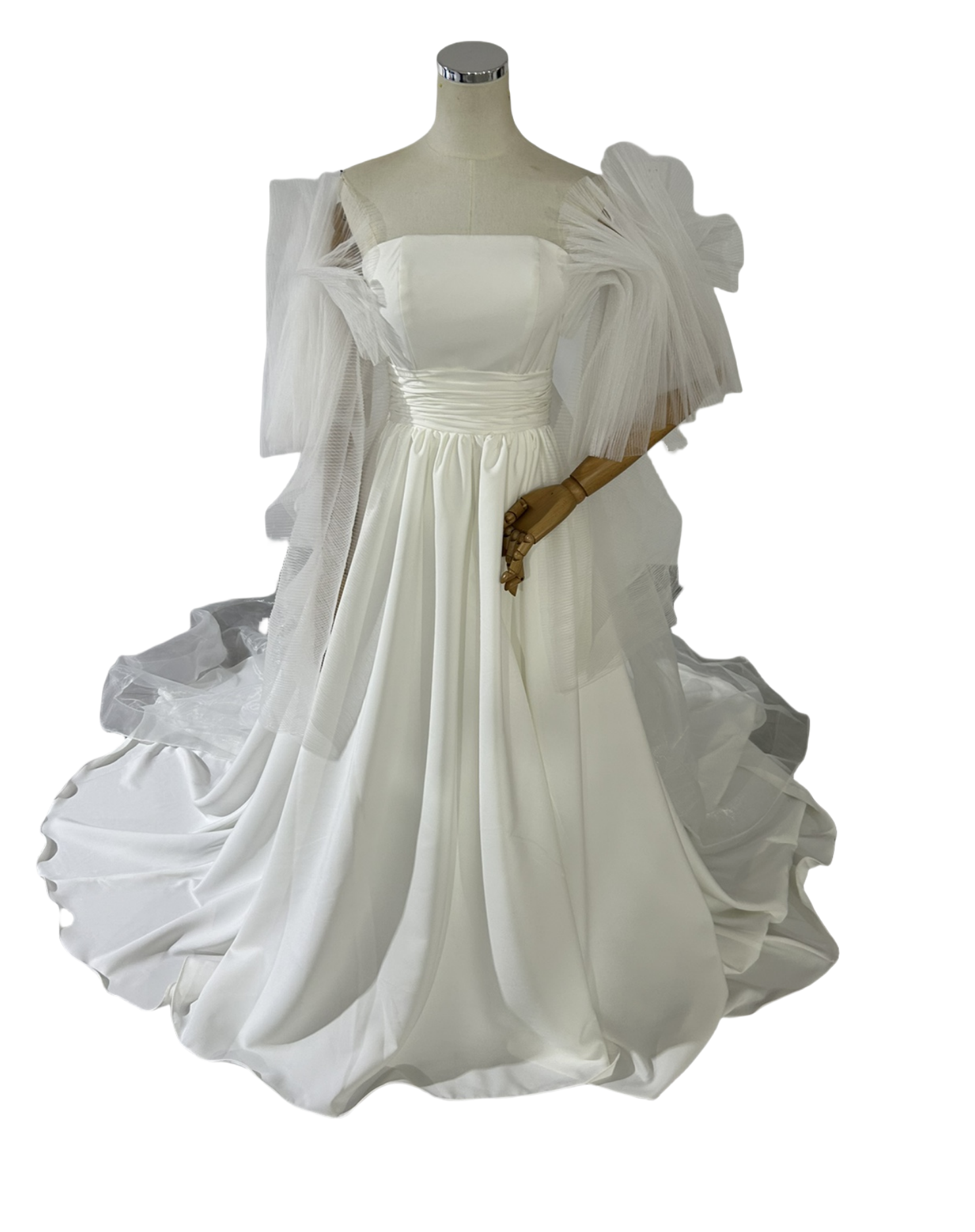 ウェディングドレス 華やかなトレーン 姫袖 抜群のおしゃれ見え 結婚式 韓国風ドレス