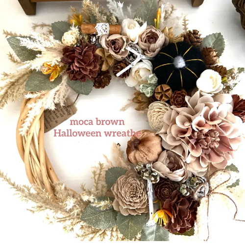 大人可愛いハロウィンリース（大）♪アーティフィシャルフラワーリース♪ ハロウィン】Halloween 直径約30cmモダンなカラーを使用した