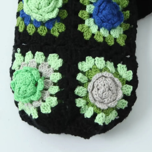 手編み フラワークロシェモチーフ カーディガン かぎ針編み