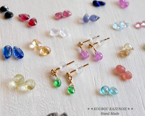 2セット選べる◇とっても小さな天然石の14kgfピアス◇受注制作