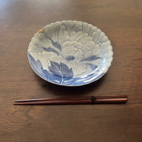 幕末古伊万里牡丹染付大皿 十寸皿