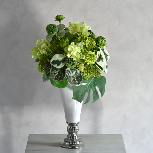 限定1点】グリーンフラワー＆リーフのアレンジメント アーティ