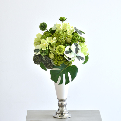 限定1点】グリーンフラワー＆リーフのアレンジメント アーティ