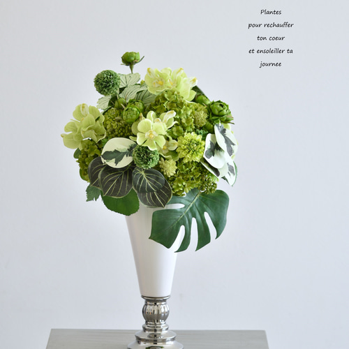 限定1点】グリーンフラワー＆リーフのアレンジメント アーティ