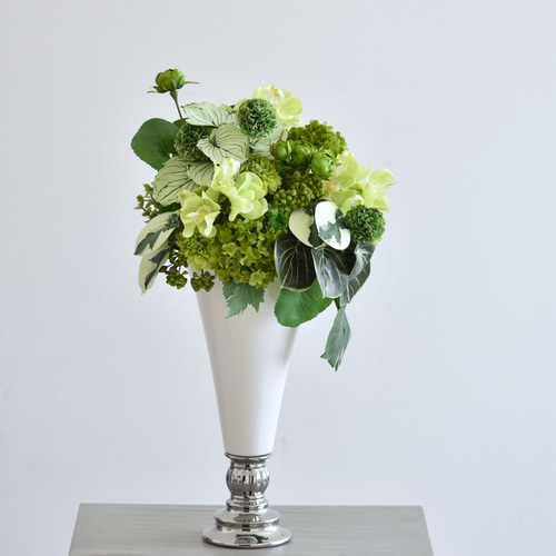 限定1点】グリーンフラワー＆リーフのアレンジメント アーティ