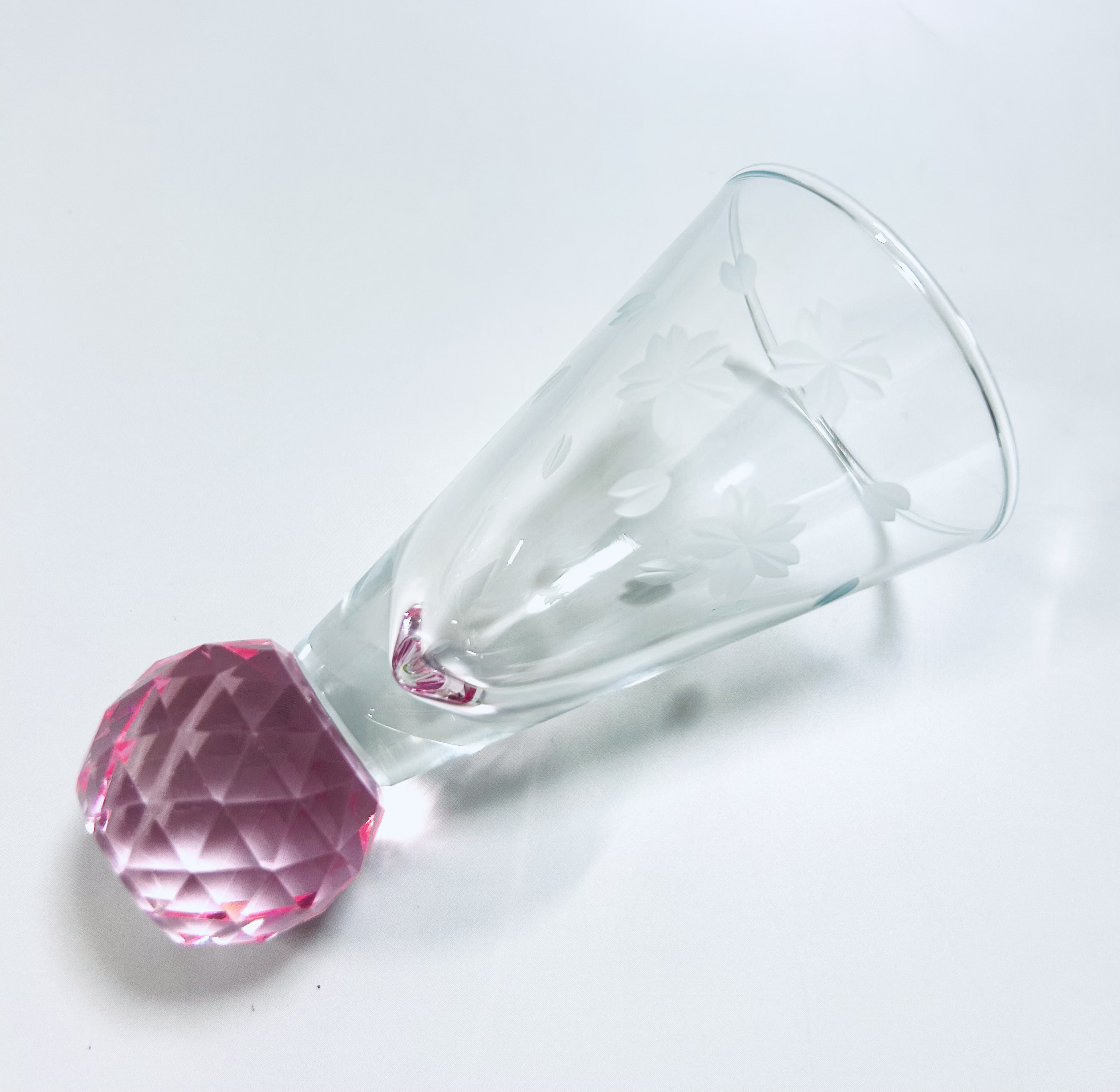 キラキラ東京切子　ぐい吞み　桜　ピンク　Cocktail