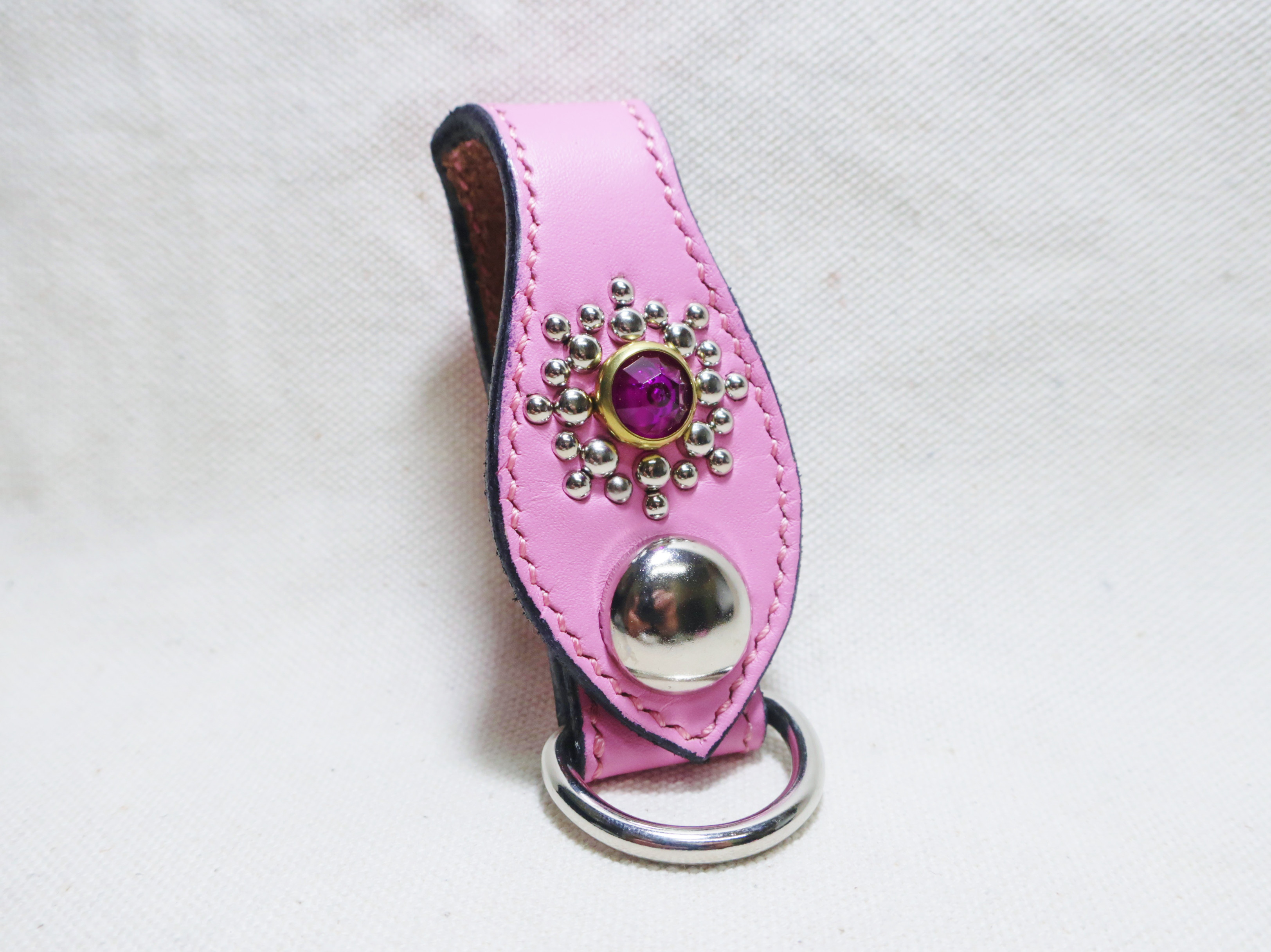 スタッズキーループ サドルレザー レザークラフト 革小物 ベルトキーループ キーリング 手縫 限定品 新品未使用