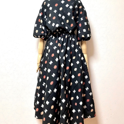 銘仙 パフスリーブワンピース 着物リメイク ワンピース eterlna 通販  