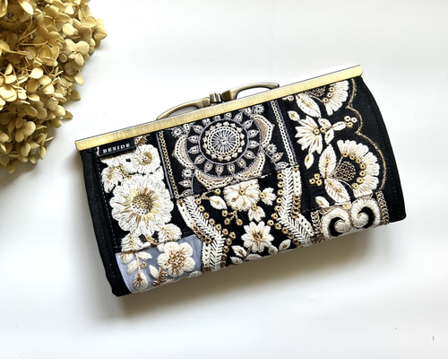 インド刺繍リボン♥二口がま口長財布*ポシェット*ポーチ*ショルダー*ハンドメイド インド刺繍リボンがま口ショルダーポーチ : Mefelia - 通販