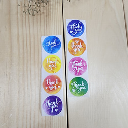【送料無料】96片〇〇シール〇〇Thank You〇〇12片×8種〇レインボー 1枚目の画像