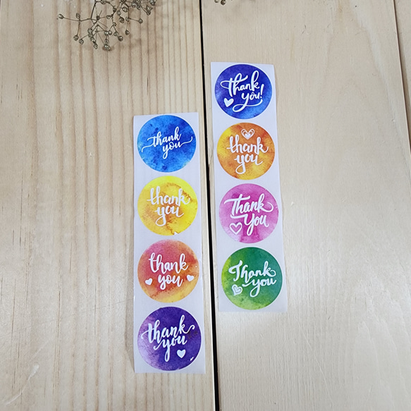 【送料無料】96片〇〇シール〇〇Thank You〇〇12片×8種〇レインボー 1枚目の画像