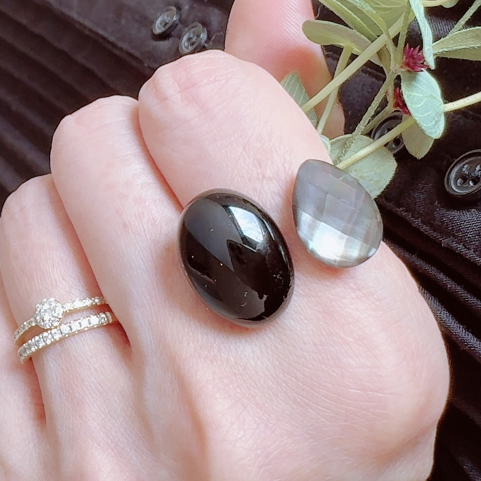 【幸運とパワーを身に着けたい】ブルータイガーアイ x ブラックオニキスのフォークリング