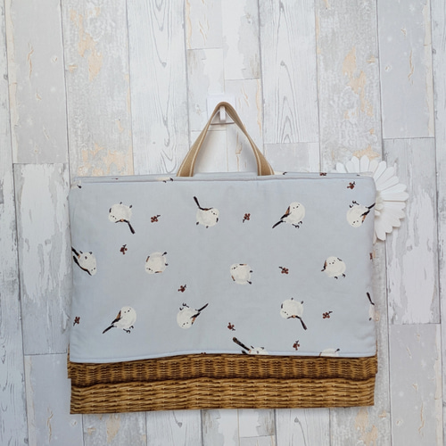 受注制作】防災頭巾カバー 背もたれ シマエナガ 防災頭巾カバー