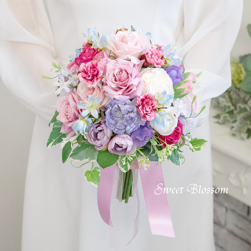 受注制作ナチュラルクラッチブーケ、ブートニア、ヘッドパーツ