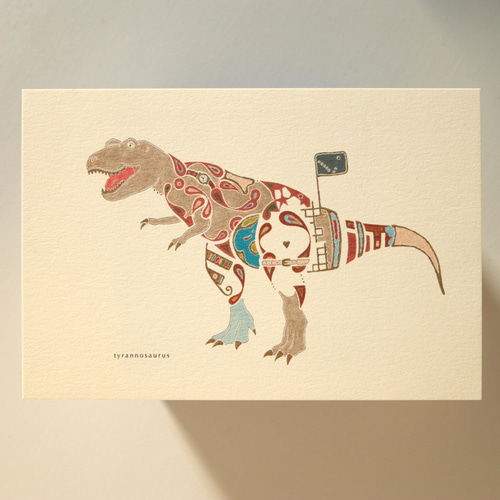 ティラノサウルス No.2」ポストカード2枚セット イラスト T.Takaku