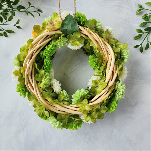 マム 菊 グリーンリース 和風 壁飾り インテリア 緑 リース 咲貴 通販