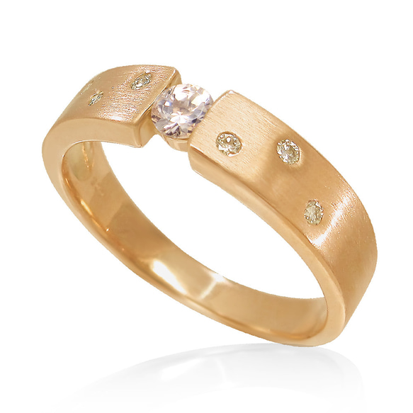 K18 ピンクゴールド 4月誕生石 天然 モルガナイト と ダイヤモンド の  