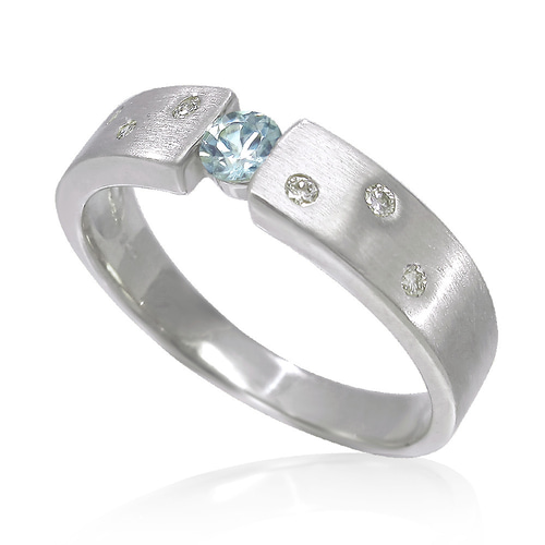 18金ホワイトゴールド ブルージルコンリング