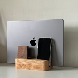 無垢材ダブルスロットラップトップスタンドタブレットストレージラックラップトップストレージフリーレタリング macbook カスタ 7枚目の画像