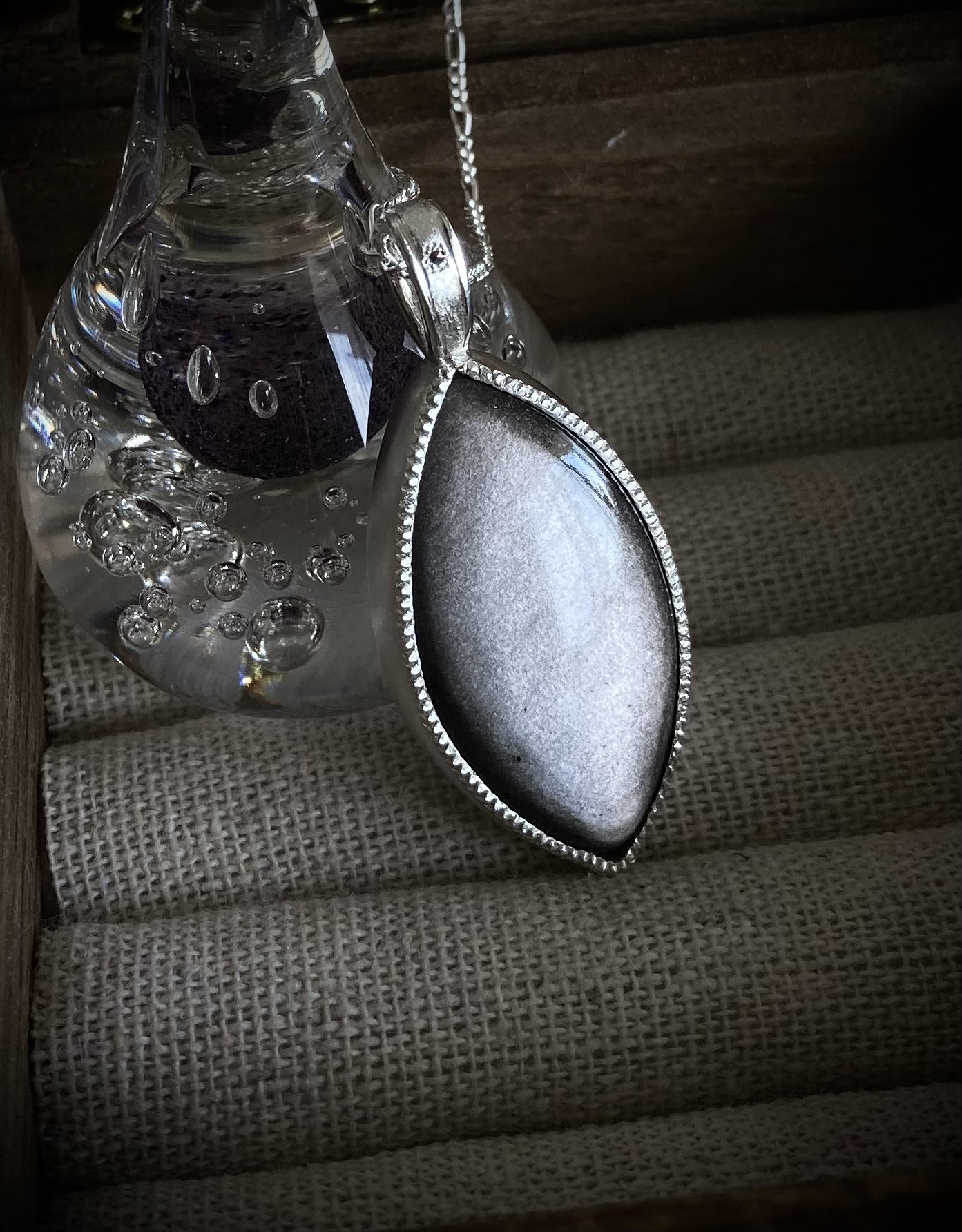 〜月光〜シルバーシーンオブシディアン純銀ペンダント