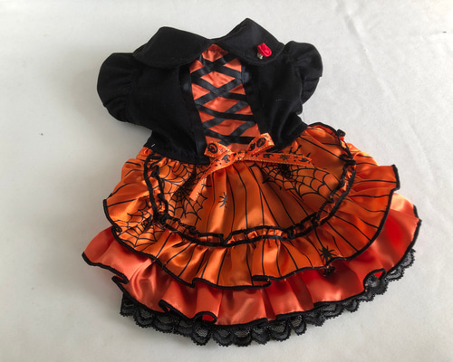 ハンドメイド犬服【お洒落なハロウィン犬服 クモの巣デザイン】犬の服 犬服 ハロウィンワンピ👻④クモの巣 ドッグウェア - MORE'S