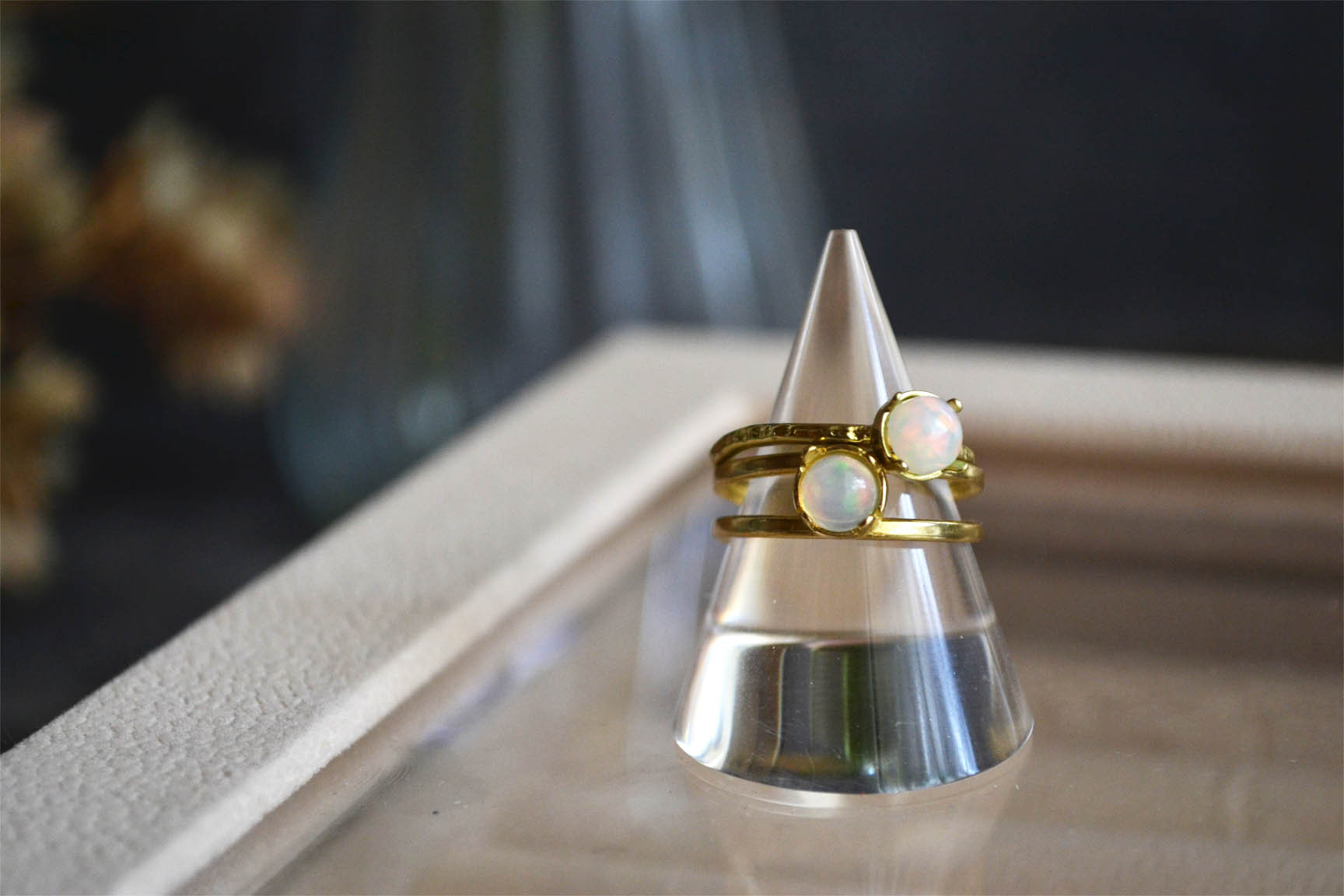 ✧10月誕生石✧5㎜オパール✧二連ゴールドフリーリング 5,928円