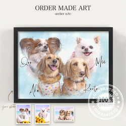ペット似顔絵アートオーダーメイド、サプライズギフト、有名油絵シリーズ ☆オーダーメイド☆ペット似顔絵 アートポスター 油絵風 うちの子