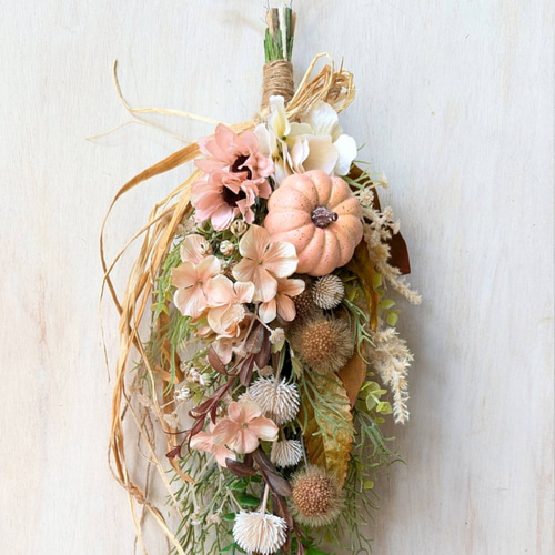 専用＊Halloween＊サーモンピンク＊ブラウン　フェイクスワッグ 専用＊Halloween＊サーモンピンク＊ブラウン フェイクスワッグ