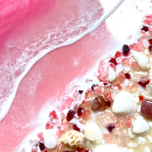 海アート「ピンクの海岸」レジンアート オーシャンアート 30cm 立体