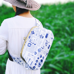 がま口3way｜椿柄＊夏のおでかけに＊浴衣にも合う＊A4対応＊トート