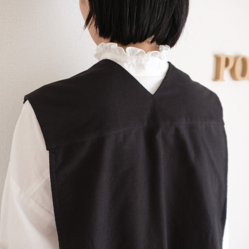 BUNON silk V-neck Ribbon Vest　ブラック Vネックサイドリボンベスト 微起毛 ブラック ベスト POPO 通販