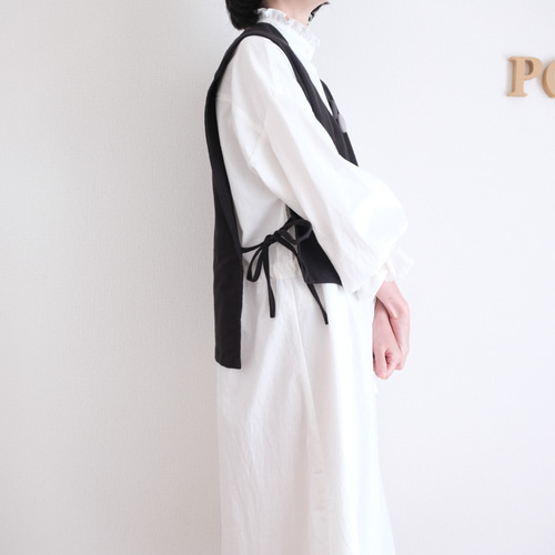 Vネックサイドリボンベスト 微起毛 ブラック ベスト POPO 通販