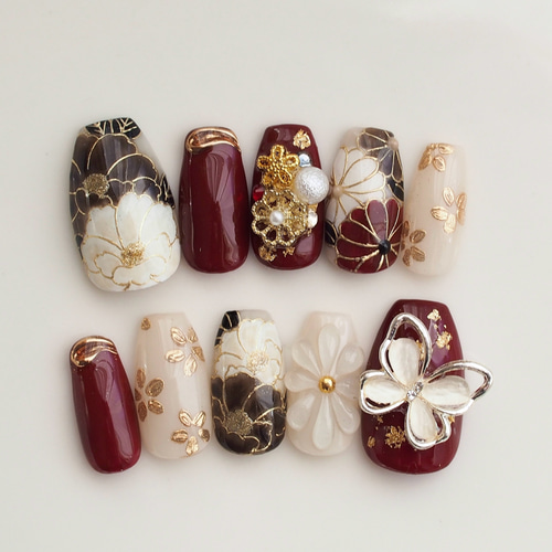 リニューアルキャンペーン中】和柄フルオーダー ネイルチップ 成人式