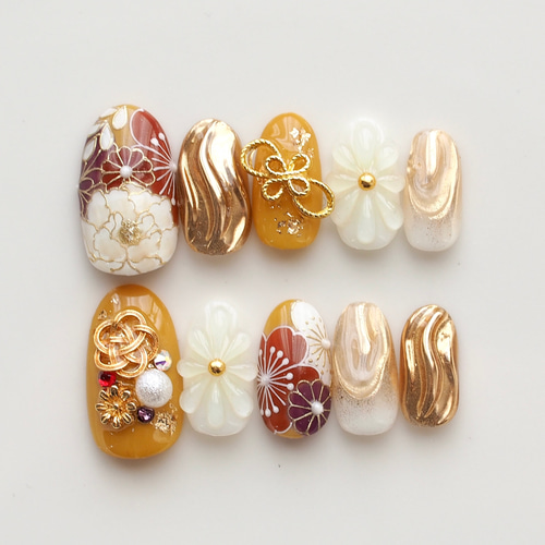 キャンペーン中】和柄フルオーダーネイルチップ 成人式 卒業式 振袖 袴