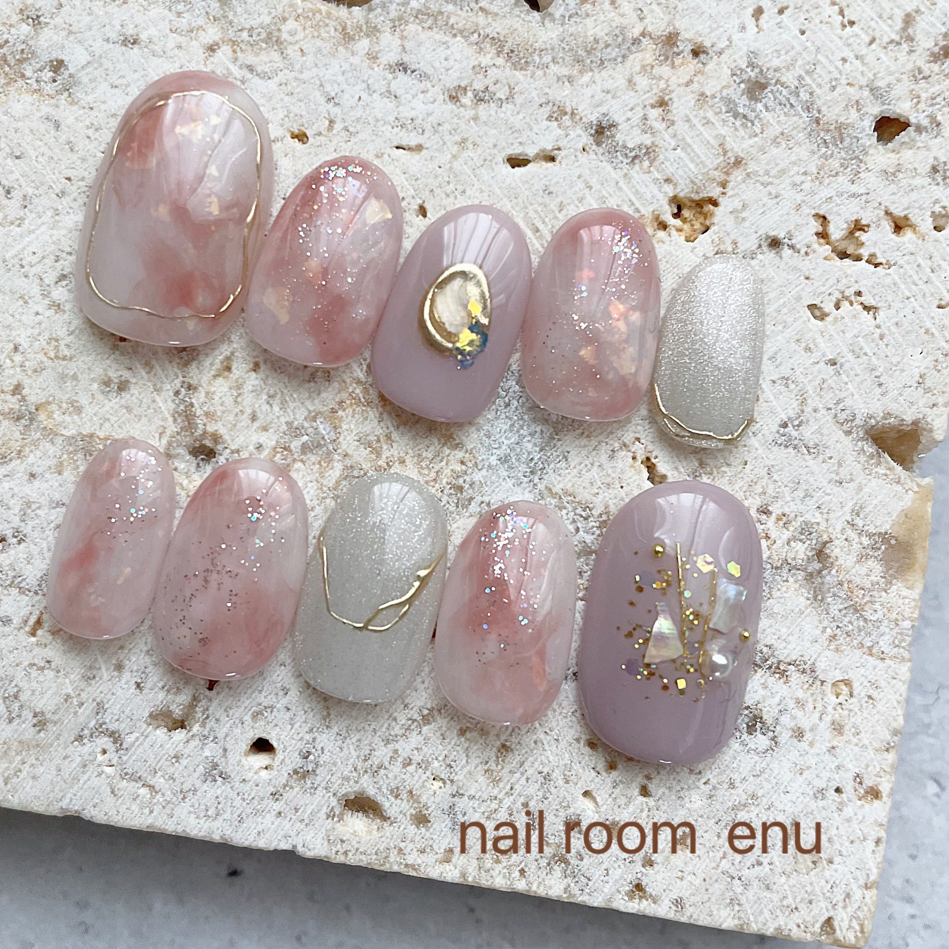 ネイルチップ♡キラキラpink ネイルチップ（つけ爪） enu_nail 通販