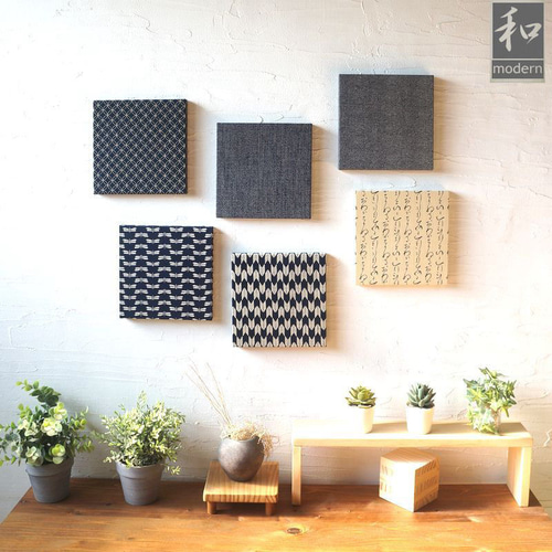 【和紙×漆喰】ファブリックパネル 2枚組 モダンアート インテリアボード 壁掛け 和風 ファブリックパネル 鮫肌小紋 和飾り 壁アート ファブリック