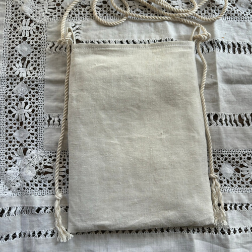 アンティークリネンとカットワーク刺繍 ショルダーバッグ アンティークリネンとカットワーク刺繍 ショルダーバッグ