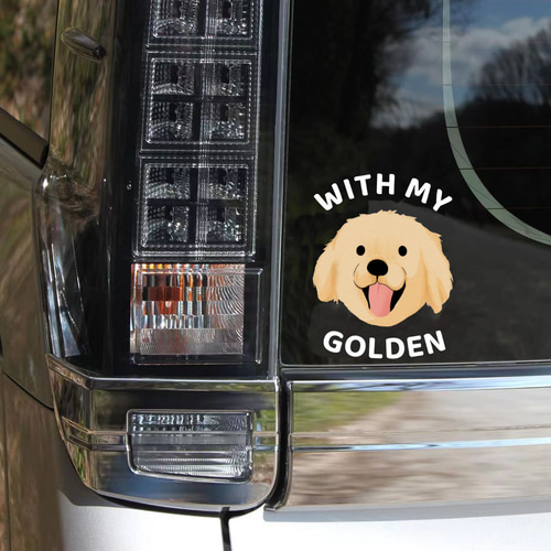 愛犬ステッカー・ゴールデン】 ゴールデン・レトリバー、犬、車
