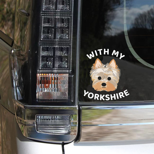 愛犬ステッカー・ヨーキー】ヨークシャー・テリア、犬、車