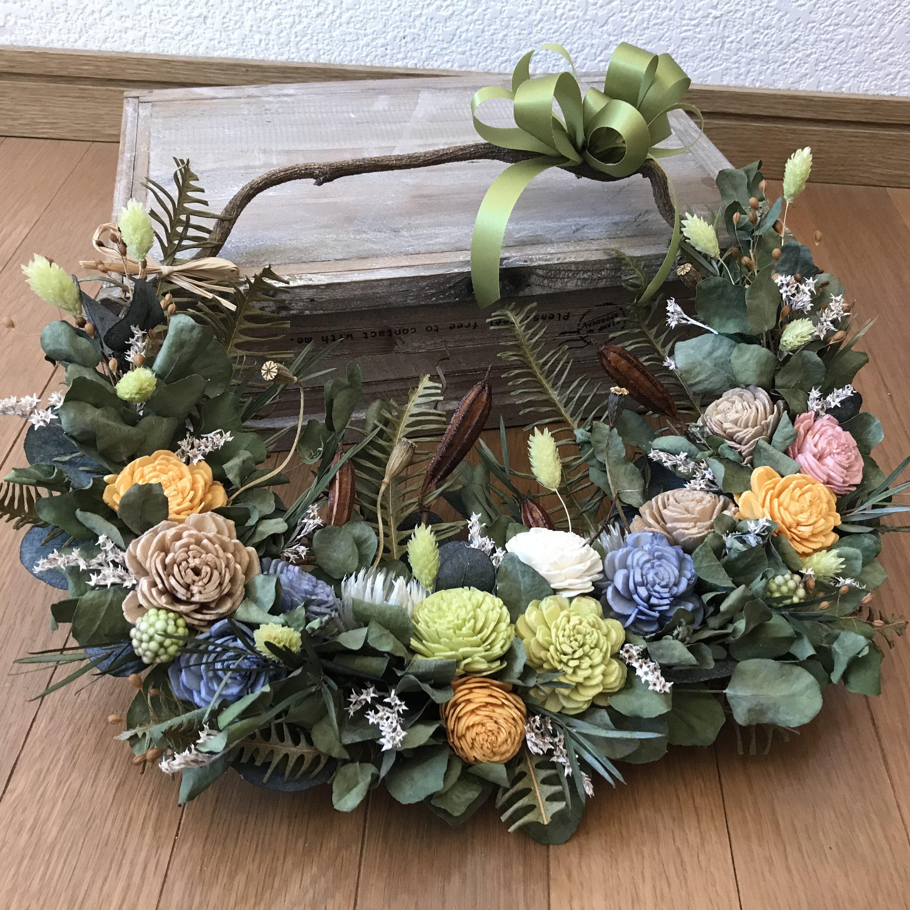 《早割》ユーカリドライ＊ソラフラワーのナチュラルリース（1点限定＊値下げしました）